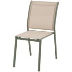 Hesperide - chaise de jardin empilable essentia lin & vert laurier aluminium et texaline - hespride