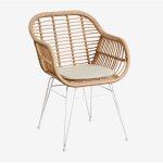 Chaise de jardin en osier synth�tique zole sklum blanc