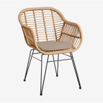 Chaise de jardin en osier synth�tique zole sklum noir