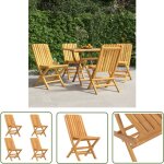 The living store - chaises de jardin pliantes lot de 4 47x47x89cm bois massif teck - chaise de jardin ...