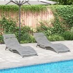 Vidaxl - chaises longues lot de 2 gris 184x55x64 cm bois massif acacia Vidaxl - chaises longues lot de 2 gris 184x55x64 cm bois massif acacia