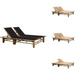 Chaise longue pour 2 personnes avec coussins bambou - chaise longue - transats - mobilier de jardin - ...