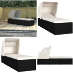 Vidaxl - chaise longue avec auvent et coussin rsine tresse blanc crme - chaise longue - transat - ...