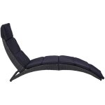 Chaise longue?bain de soleil?transat avec coussin r�sine tress�e noir cfw73802