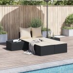 Design in - chaise longue bain de soleil transat de relaxation double avec coussins noir rsine tresse ...