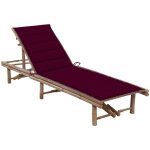 Chaise longue bain de soleil transat de relaxation de jardin avec coussin bambou cfw964099