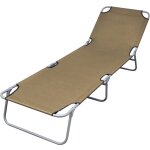 Chaise longue bain de soleil transat de relaxation pliable avec dossier r�glable taupe cfw806523