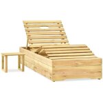 Chaise longue bain de soleil transat de relaxation avec table bois de pin imprgn de vert cfw458300