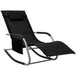 Maison chic - chaise longue - bain de soleil - transat de relaxation textilne noir et gris 663055