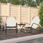 Maison chic - chaises longues � bascule - bain de soleil - transat de relaxation lot de 2 cr�me acier ...