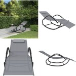Vidaxl - chaise longue  bascule gris acier et textilne - chaise longue - transats - bain de soleil ...