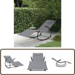 Chaise longue à bascule gris acier et textilène - chaise longue - transats - fauteuil de jardin - relax ... Chaise longue à bascule gris acier et textilène - chaise longue - transats - fauteuil de jardin - relax ...