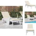 Chaise longue avec coussin blanc 186x60x29 cm pp - chaises longues - transats - bains de soleil - mobilier ...