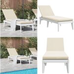 Chaise longue avec coussin blanc 186x60x29 cm pp - chaises longues - transats - bains de soleil - mobilier ...