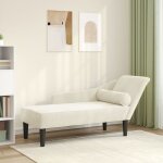 Chaise longue avec coussins cr�me velours vidaxl