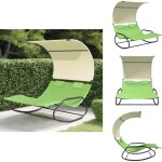 Chaise longue double  bascule avec auvent vert et crme - chaises longues - transats - meubles de jardin ...