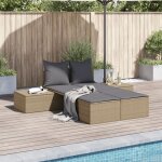 Chaise longue double avec coussins - bain de soleil - transat de relaxation beige r�sine tress�e 594775 ...
