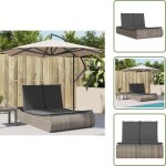 Chaise longue double avec coussins gris r�sine tress�e - chaises longues doubles - transats - salon de ...