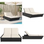 Vidaxl - chaise longue double avec coussins noir r�sine tress�e - chaises longues doubles - chaises longues ...