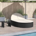 Chaise longue double avec coussins noir rsine tresse - vidaxl