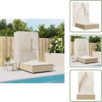 Chaise longue double avec toit et rideaux beige r�sine tress�e - chaises longues doubles - transats - ...