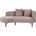 Beliani - chaise longue côté droit avec coussins extra en velours taupe chaumont Beliani - chaise longue côté droit avec coussins extra en velours taupe chaumont