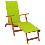 Chaise longue d'ext�rieur - bain de soleil - transat de relaxation repose - pied et coussin acacia solide ...