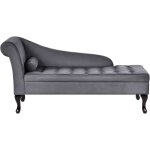 Beliani - chaise longue glamour ct gauche avec rangement tapis en velours gris fonc et pieds noirs ...