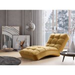 Chaise longue d'intrieur velours capitonn rikal ? confort et raffinement - jaune