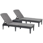 Keter - chaises longues jaipur x2 avec table basse Keter - chaises longues jaipur x2 avec table basse