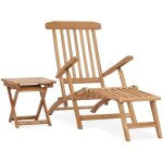 Chaise longue de jardin avec repose - pied et table bois de teck - chaise longue jardin - transats - ...