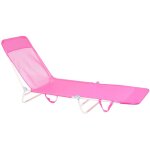 Chaise longue de jardin structure en acier assise en maille pliante r�sistante aux intemp�ries rose fuchsia ...