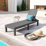 Bolli - chaise longue pour jardin, transat de terrasse et balcon, bain de soleil en plastique, aspect ...