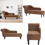 Chaise longue marron similicuir daim - chaises longues - fauteuil relax - mobilier salon - chaise lounge ...