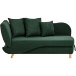 Chaise longue moderne 2 places � gauche avec rangement et coussins en tissu lin vert meri ii