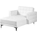 Chaise longue moderne en cuir pu similicuir synth�tique lit de repos capitonn� blanche aberdeen