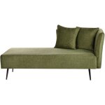 Chaise longue moderne côté droit en tissu polyester avec coussins pieds en métal vert riom Chaise longue moderne côté droit en tissu polyester avec coussins pieds en métal vert riom