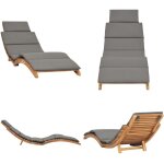 Vidaxl - chaise longue pliable avec coussin gris fonc bois de teck - chaise longue - transat - mobilier ...