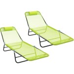 Vidaxl - chaise longue pliante 2 pcs vert 182 x 55 x 85, 5 cm textilne