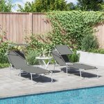 Transat 2 - personne 2 pcs gris 58 x 188 x 77cm tissu