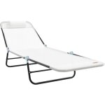 Vidaxl - chaise longue pliante crme 182 x 55 x 85, 5 cm textilne