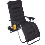 Chaise longue pliante avec coussin amovible, 2en1 transat de plage avec porte - gobelet, d'accoudoirs ...