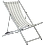 Beliani - chaise longue pliante et inclinable pour l'extrieur en textilne motif ray blanc et gris ...