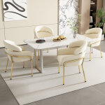 Chaise longue pour salle  manger?salon ou chambre - en velours - avec 4 pieds dors en mtal - beige ...