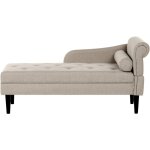 Chaise longue en tissu c�t� droit style moderne pieds en bois coussin assorti facile � nettoyer beige ...