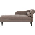 Chaise longue en tissu c�t� droit style moderne pieds en bois coussin assorti facile � nettoyer taupe ...
