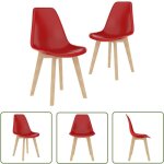 Chaises  manger lot de 2 rouge plastique - chaise de salle  manger - chaise moderne - chaise design ...