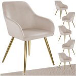 Tectake ? ensemble de 6 chaises rembourr�es aspect velours taupe / or ? confort optimal avec accoudoirs ...