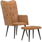 The living store chaise  oreilles avec repose - pied marron toile - fauteuil confortable - chaise relaxante ...