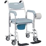 Chaise perc�e adulte - homcom - roulettes - repose - pieds, dossier et accoudoirs - aluminium et plastique ...